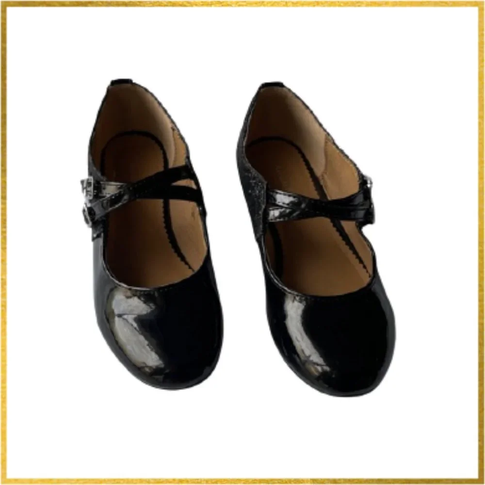 Girl's Black Dress Shoes by American Eagle. Flats w/Velcro straps.Size 3